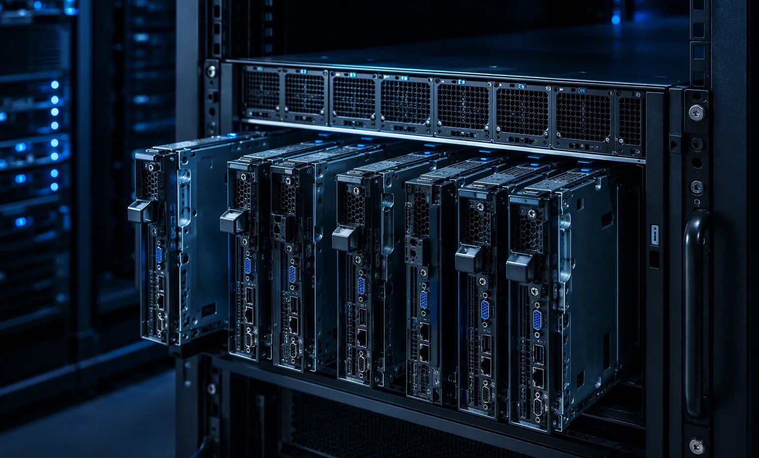 Blade chassis with nodes inserted