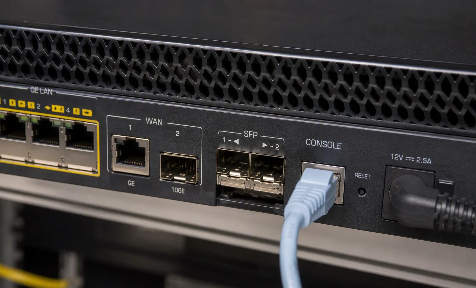 Router WAN and SFP port panel