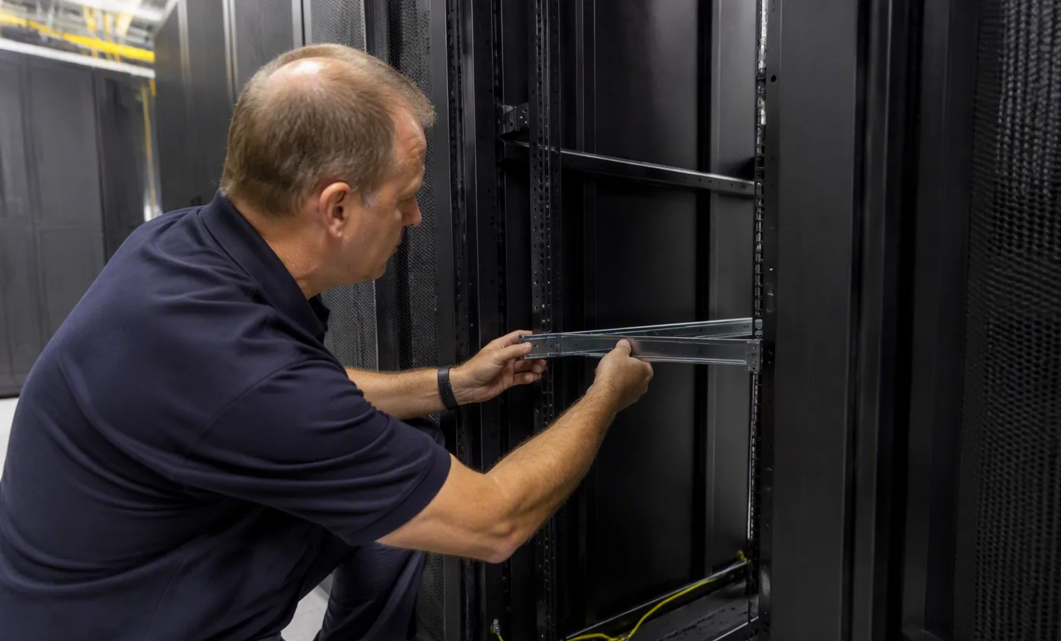 Rail installation into the rack