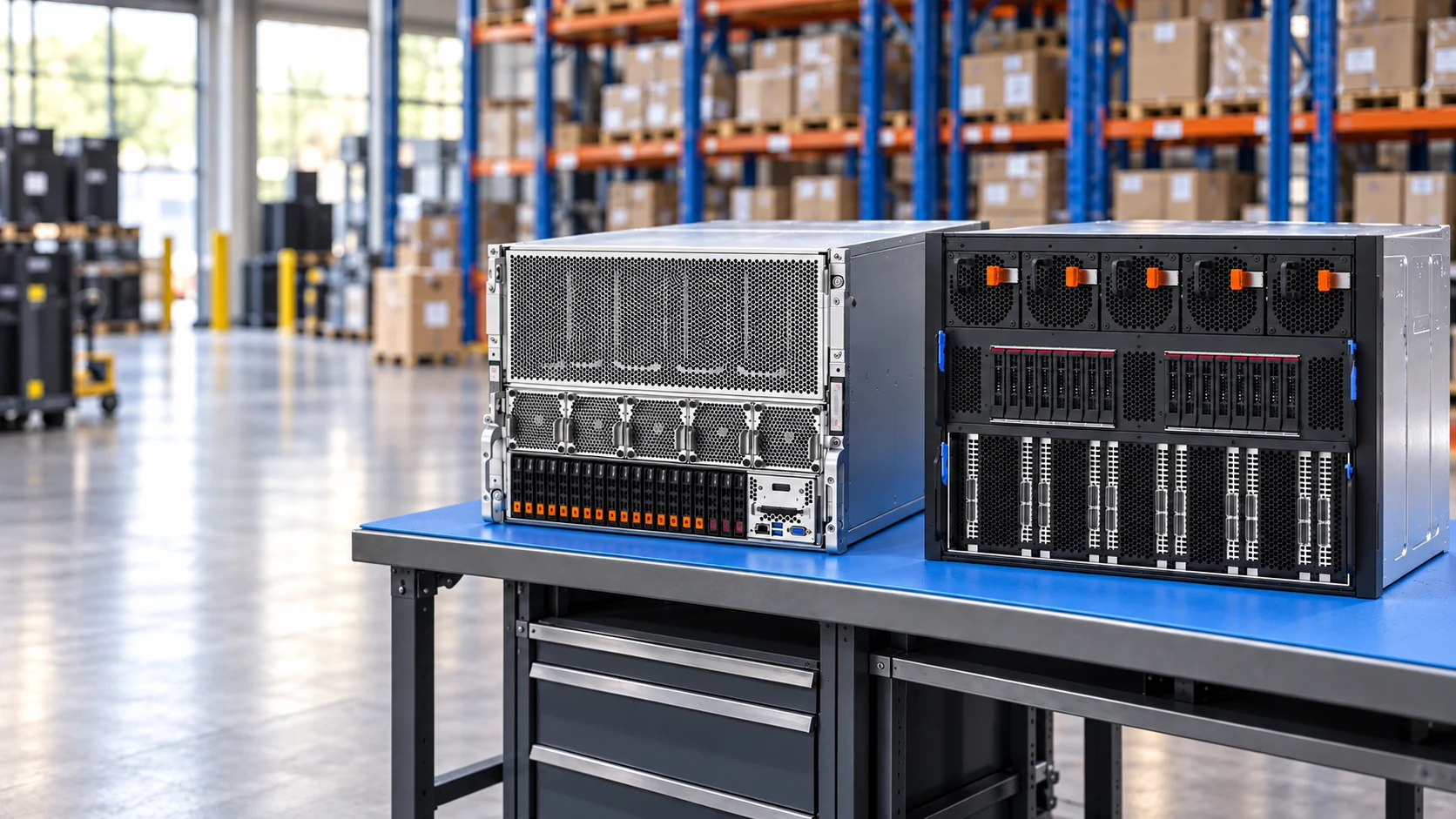 GPU & AI infrastructure, reference-based generated warehouse scene